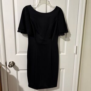 White House Black Market Black Midi Dress with Flutter Sleeves